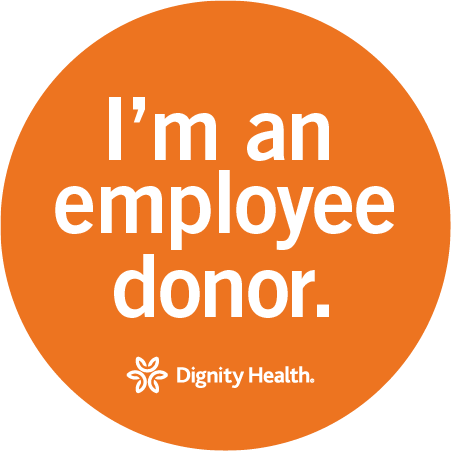 I am an employee donor - text graphic - orange circle